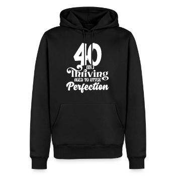 Quarante Bonjour Vintage anniversaire Sarcastique citation - Sweat à capuche Premium bio Homme - noir - Devant - Nico (187cm)
