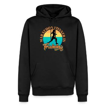 Marathonien en entraînement pour son premier marathon - Sweat à capuche Premium bio Homme - noir - Devant - Nico (187cm)