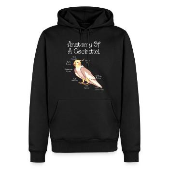 Anatomie d’un ornithologue ornithologue nerd calopsitte - Sweat à capuche Premium bio Homme - noir - Devant - Nico (187cm)