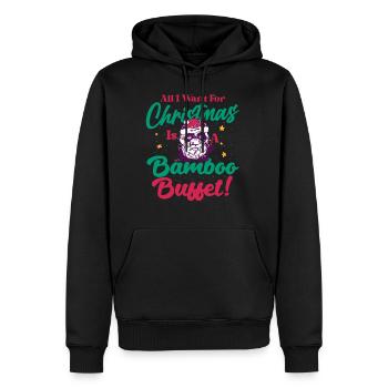 lustiger Panda Christmas Morning Vibes - Männer Premium Bio Hoodie - Schwarz - Vorne - Nico (187cm)