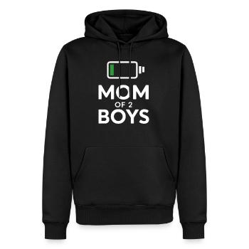 Drôle batterie faible charge Maman de 2 garçons - Sweat à capuche Premium bio Homme - noir - Devant - Nico (187cm)