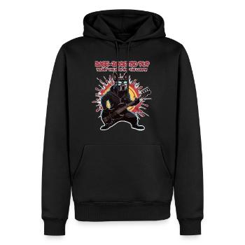 Bass-Boosted Pup Rockin' the Riffs and the Woofs! - Men’s Premium Organic Hoodie - black - Front - Nico (187cm)