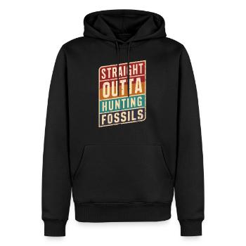 Straight Outta Chasse aux fossiles Paléontologie - Sweat à capuche Premium bio Homme - noir - Devant - Nico (187cm)