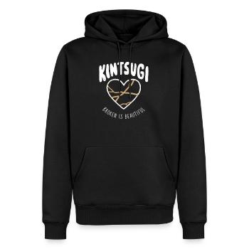 Kintsugi Broken is Beautiful Elegant Kintsukuroi - Men’s Premium Organic Hoodie - black - Front - Nico (187cm)