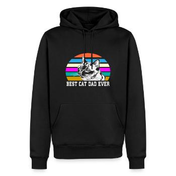 Vater der Katze - Männer Premium Bio Hoodie - Schwarz - Vorne - Nico (187cm)