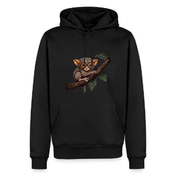 Leprechaun Lemur Bébé Singe Primate sur branche - Sweat à capuche Premium bio Homme - noir - Devant - Nico (187cm)