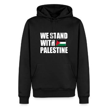 We stand with palestine - Sweat à capuche Premium bio Homme - noir - Devant - Nico (187cm)