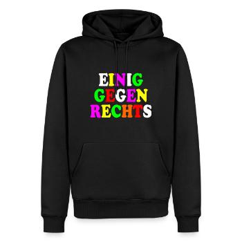 Einig gegen rechts - Männer Premium Bio Hoodie - Schwarz - Vorne - Nico (187cm)