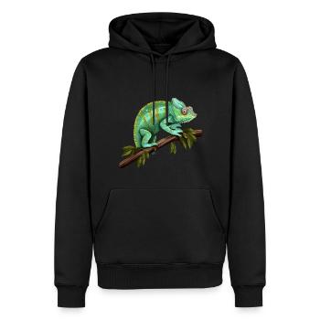 Reptiles de la branche caméléon - Sweat à capuche Premium bio Homme - noir - Devant - Nico (187cm)