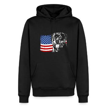 Rottweiler America Flag Chien Chiens Wilsigns - Sweat à capuche Premium bio Homme - noir - Devant - Nico (187cm)