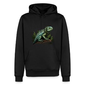 Branche d’iguane reptiles iguane iguane verte - Sweat à capuche Premium bio Homme - noir - Devant - Nico (187cm)
