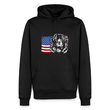 Landseer Amerika Fahne Hund Hunde Wilsigns - Männer Premium Bio Hoodie - Schwarz - Vorne - Nico (187cm)