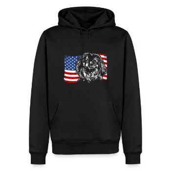 Pékinois Amérique Flag Chien Chiens Wilsigns - Sweat à capuche Premium bio Homme - noir - Devant - Nico (187cm)