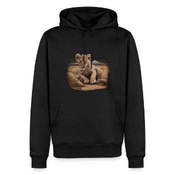 Lion Wildcat - Sweat à capuche Premium bio Homme - noir - Devant - Nico (187cm)