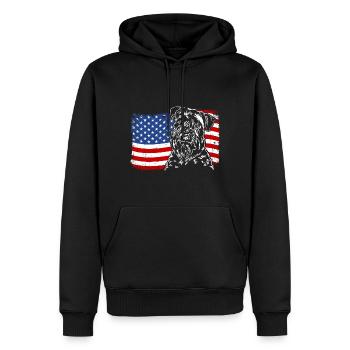 Irish Soft Coated Wheaten Terrier America Flag - Men’s Premium Organic Hoodie - black - Front - Nico (187cm)