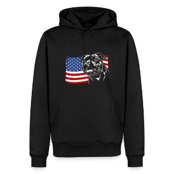 Staffordshire Bull Terrier America Flag Dogs - Men’s Premium Organic Hoodie - black - Front - Nico (187cm)