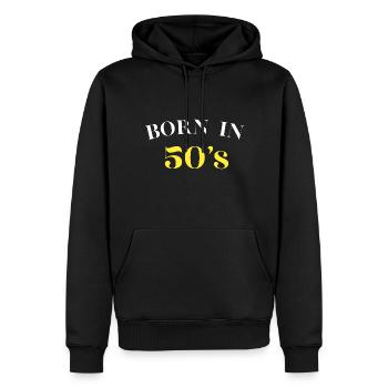 geboren in den 50er Jahren, geboren in den 50er Jahren, Jubiläum - Männer Premium Bio Hoodie - Schwarz - Vorne - Nico (187cm)