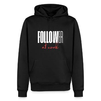 Follower at work - Männer Premium Bio Hoodie - Schwarz - Vorne - Nico (187cm)