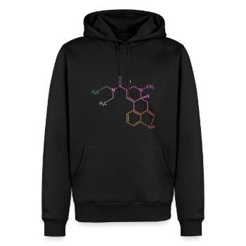 LSD Molekül Bicycle Day Acid Chemie Drogen Droge - Männer Premium Bio Hoodie - Schwarz - Vorne - Nico (187cm)