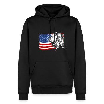 Saluki Amerika Fahne Hund Hunde Wilsigns - Männer Premium Bio Hoodie - Schwarz - Vorne - Nico (187cm)