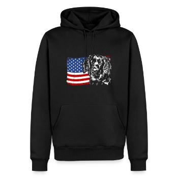 Hovawart America Flag Chien Chiens Wilsigns - Sweat à capuche Premium bio Homme - noir - Devant - Nico (187cm)