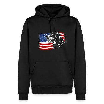 Rottweiler America Flag Chien Chiens Wilsigns - Sweat à capuche Premium bio Homme - noir - Devant - Nico (187cm)