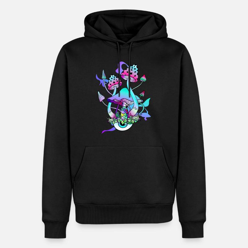 Trippy Hippie Champignon Psychédélique - Sweat à capuche Premium bio Homme - noir