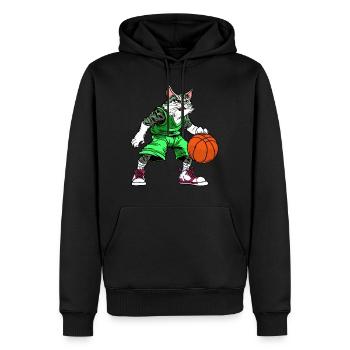 Basket-ball pour chats - Sweat à capuche Premium bio Homme - noir - Devant - Nico (187cm)
