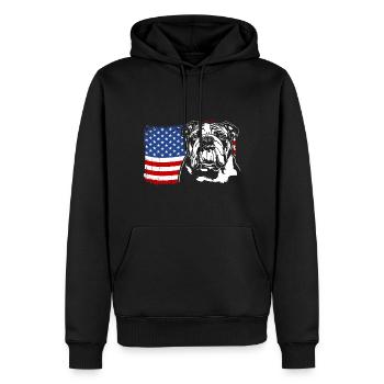 Bouledogue anglais Amérique Flag Dogs Wilsigns - Sweat à capuche Premium bio Homme - noir - Devant - Nico (187cm)