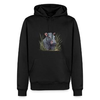 Bébé Hippopotame Hippopotame Veau Hippopotame Afrique - Sweat à capuche Premium bio Homme - noir - Devant - Nico (187cm)