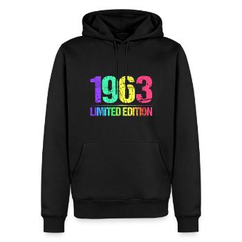 1963 Limited Edition Jahrgang 63er Retro Jahrgang - Männer Premium Bio Hoodie - Schwarz - Vorne - Nico (187cm)