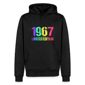 1967 Limited Edition Jahrgang 67er Retro Jahrgang - Männer Premium Bio Hoodie - Schwarz - Vorne - Nico (187cm)