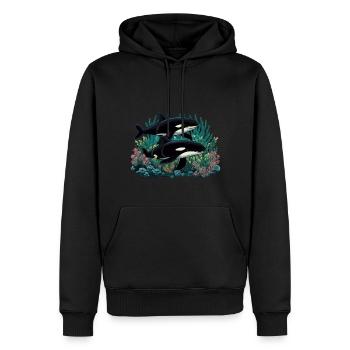 Orka Wal Killerwal Schwertwal - Männer Premium Bio Hoodie - Schwarz - Vorne - Nico (187cm)
