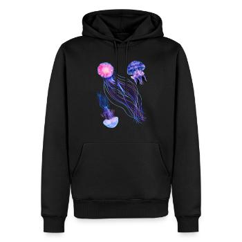 Qualle - Männer Premium Bio Hoodie - Schwarz - Vorne - Nico (187cm)