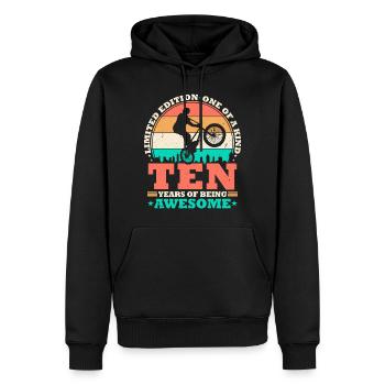 10 Geburtstag Bmx Fahrrad 10 Jahre Geschenk - Männer Premium Bio Hoodie - Schwarz - Vorne - Nico (187cm)