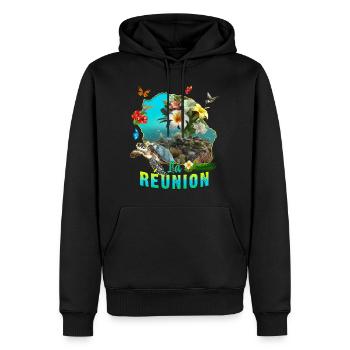 La Réunion Belle île Merveilleuse Fonds Marins - Sweat à capuche Premium bio Homme - noir - Devant - Nico (187cm)