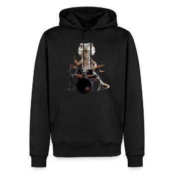 Eidechse Schlagzeug - Männer Premium Bio Hoodie - Schwarz - Vorne - Nico (187cm)