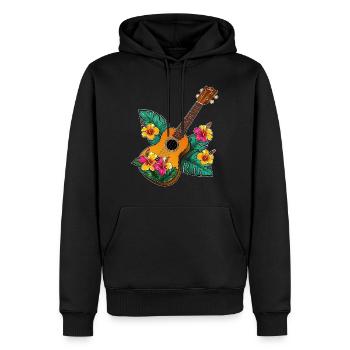 Ukulele with flowers colorful - Männer Premium Bio Hoodie - Schwarz - Vorne - Nico (187cm)