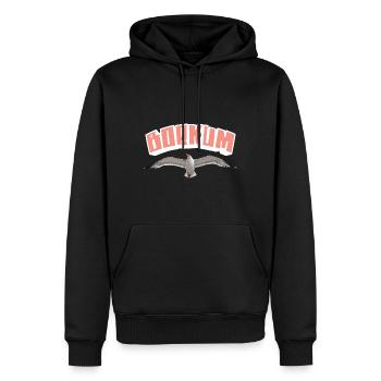 Borkum Möwe - Männer Premium Bio Hoodie - Schwarz - Vorne - Nico (187cm)
