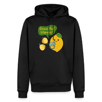 Limonade au jus de citron Gimme Vitamins Summer - Sweat à capuche Premium bio Homme - noir - Devant - Nico (187cm)