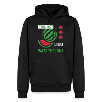 Junge mag tropische Sommerfrüchte mit - Männer Premium Bio Hoodie - Schwarz - Vorne - Nico (187cm)