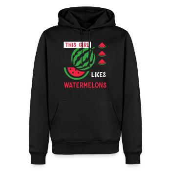 Fille aime les melons Fruits de pastèque d'été - Sweat à capuche Premium bio Homme - noir - Devant - Nico (187cm)
