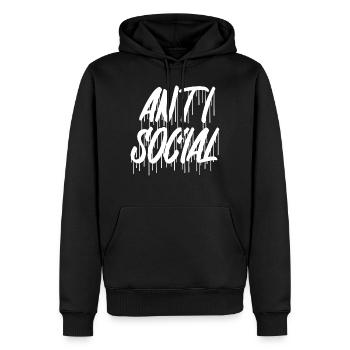 Logo de lettrage anti-social Graffiti avec gouttes - Sweat à capuche Premium bio Homme - noir - Devant - Nico (187cm)