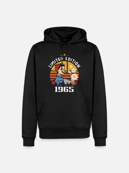 Rétro Année de naissance 1965 Vintage Anniversaire 1965 - Sweat à capuche Premium bio Homme - noir