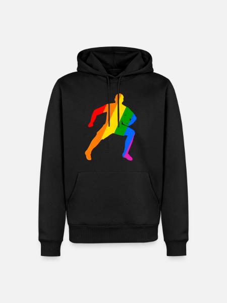 Rugby Power im Regenbogen - Männer Premium Bio Hoodie - Schwarz