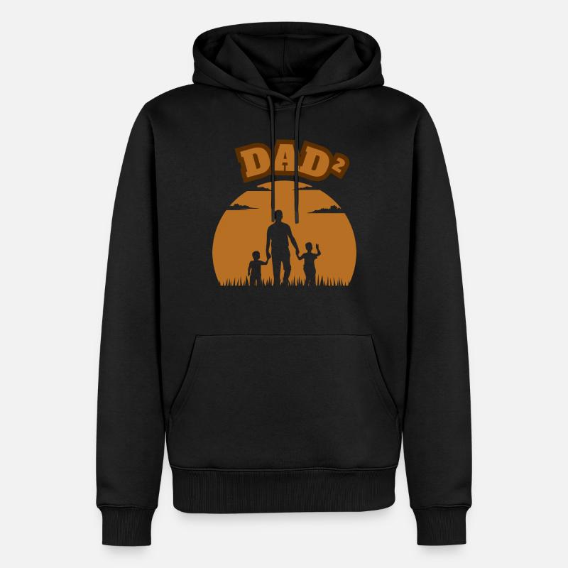 Dad² 2 Sons Brown - Männer Premium Bio Hoodie - Schwarz