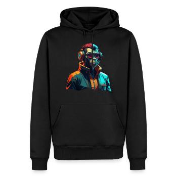 AFFE TRÄGT EINE TOSCA-JACKE - Männer Premium Bio Hoodie - Schwarz - Vorne - Nico (187cm)
