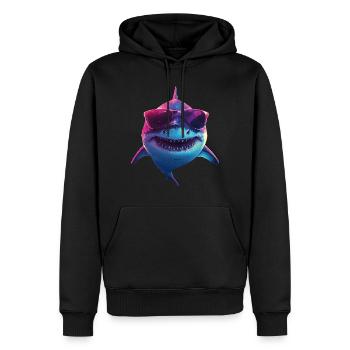 Hai mit Sonnenbrille - Männer Premium Bio Hoodie - Schwarz - Vorne - Nico (187cm)