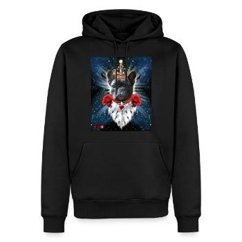 French Bulldog Bully King Queen Royal - Männer Premium Bio Hoodie - Schwarz - Vorne - Nico (187cm)