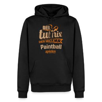 Der tut nix der will nur Paintball - RAHMENLOS - Männer Premium Bio Hoodie - Schwarz - Vorne - Nico (187cm)